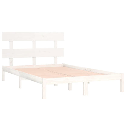 vidaXL Bed Frame | White | Solid pinewood | Double | Bed Frame | Rectangular