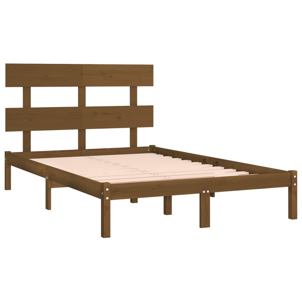vidaXL Bed Frame | Honey Brown | Solid Pine Wood | Double | Durable | Bed Frame