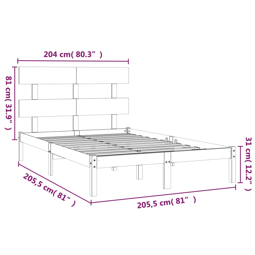 vidaXL Bed Frame | Honey Brown | Solid Pine Wood | Double | Durable | Bed Frame