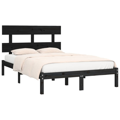 vidaXL Bed Frame | Black | Solid pinewood | Double | Durable | Bed Frame