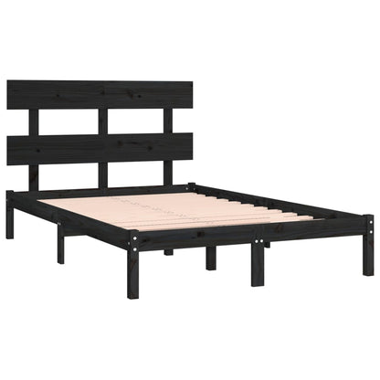 vidaXL Bed Frame | Black | Solid pinewood | Double | Durable | Bed Frame