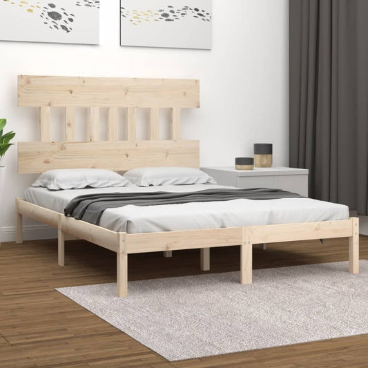 vidaXL Bed Frame | Untreated pine wood colour | Solid pine wood | 120x200 cm