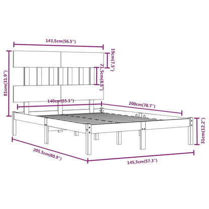 vidaXL Bed Frame without Mattress 140x200 cm Solid Wood