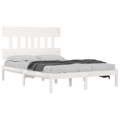 vidaXL Bed Frame | White | Solid pine wood | Double | Durable | Bed Frame