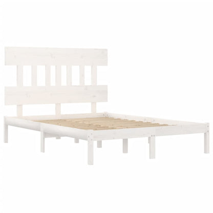 vidaXL Bed Frame | White | Solid pine wood | Double | Durable | Bed Frame
