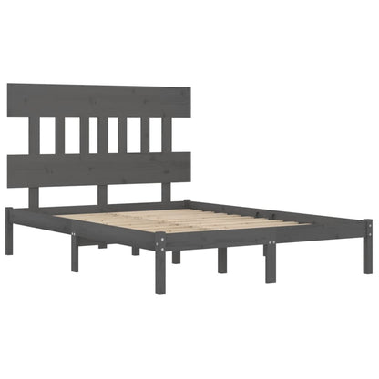 vidaXL Bed Frame | Grey | Solid Pine Wood | Double | Nice Design | Bed Frame