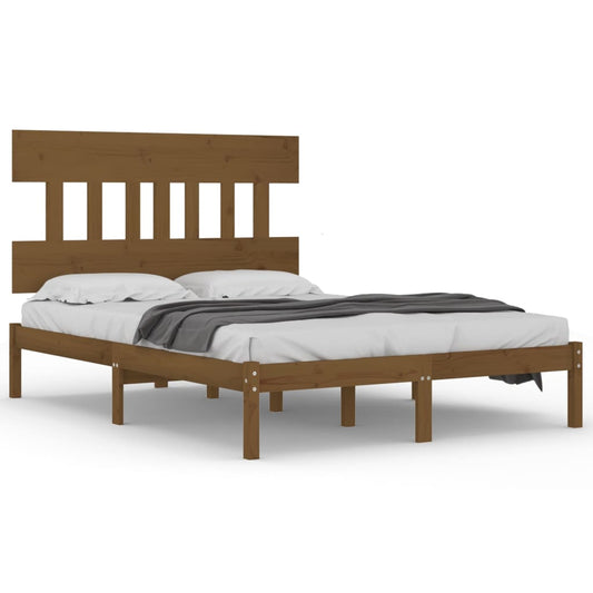 vidaXL Bed Frame | Honey Brown | Solid Pine Wood | Double | Durable | Bed Frame