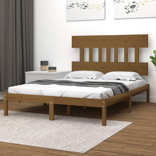 vidaXL Bed Frame | Honey Brown | Solid Pine Wood | Double | Durable | Bed Frame