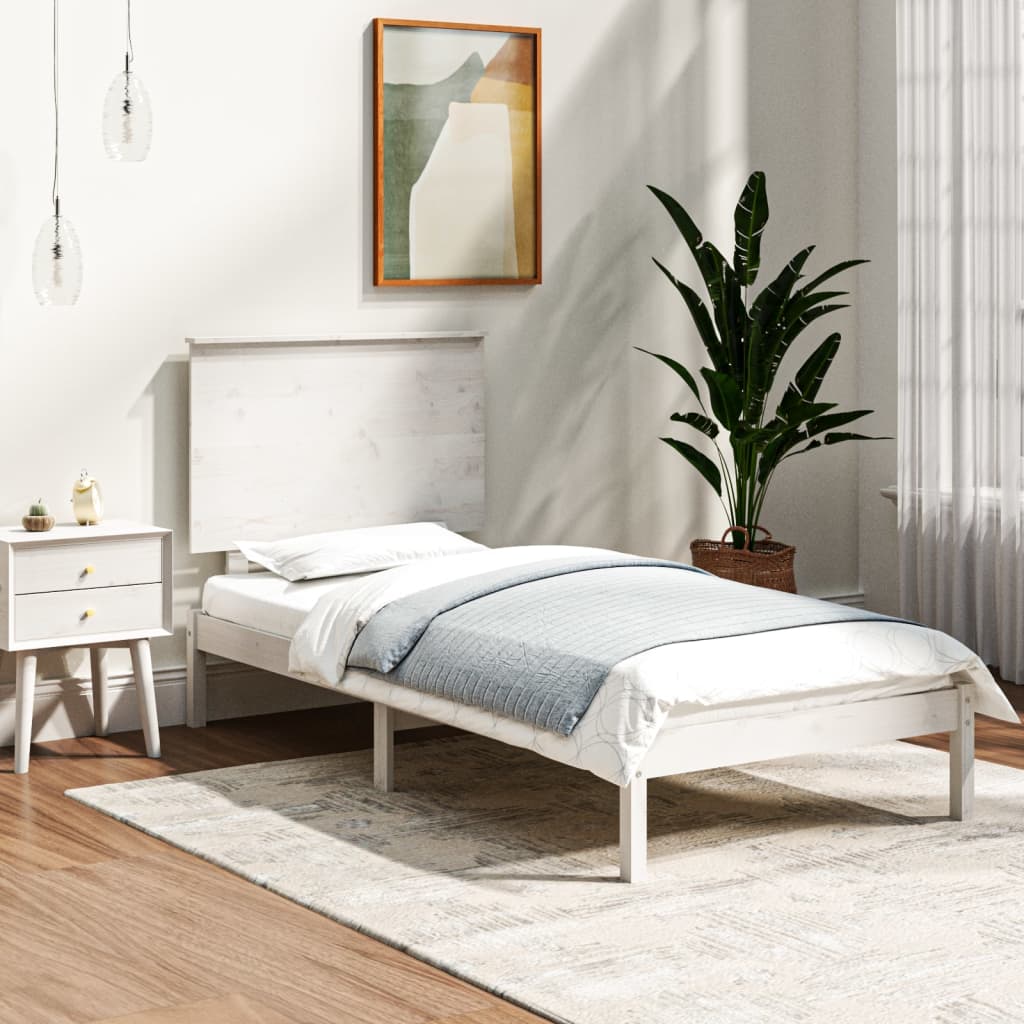 vidaXL Bed Frame | White | Solid Pine Wood | Single | Durable | Bed Frame