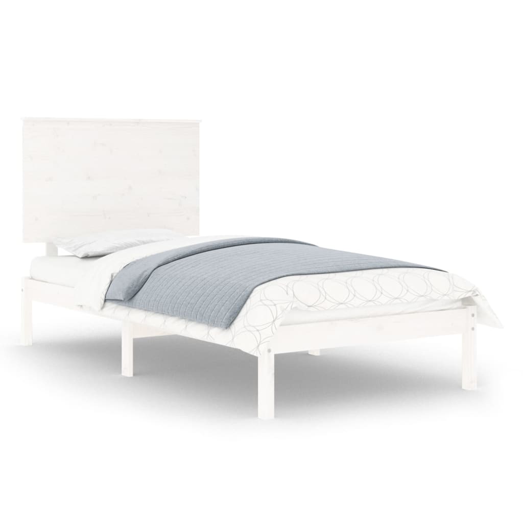 vidaXL Bed Frame | White | Solid Pine Wood | Single | Classic/Traditional