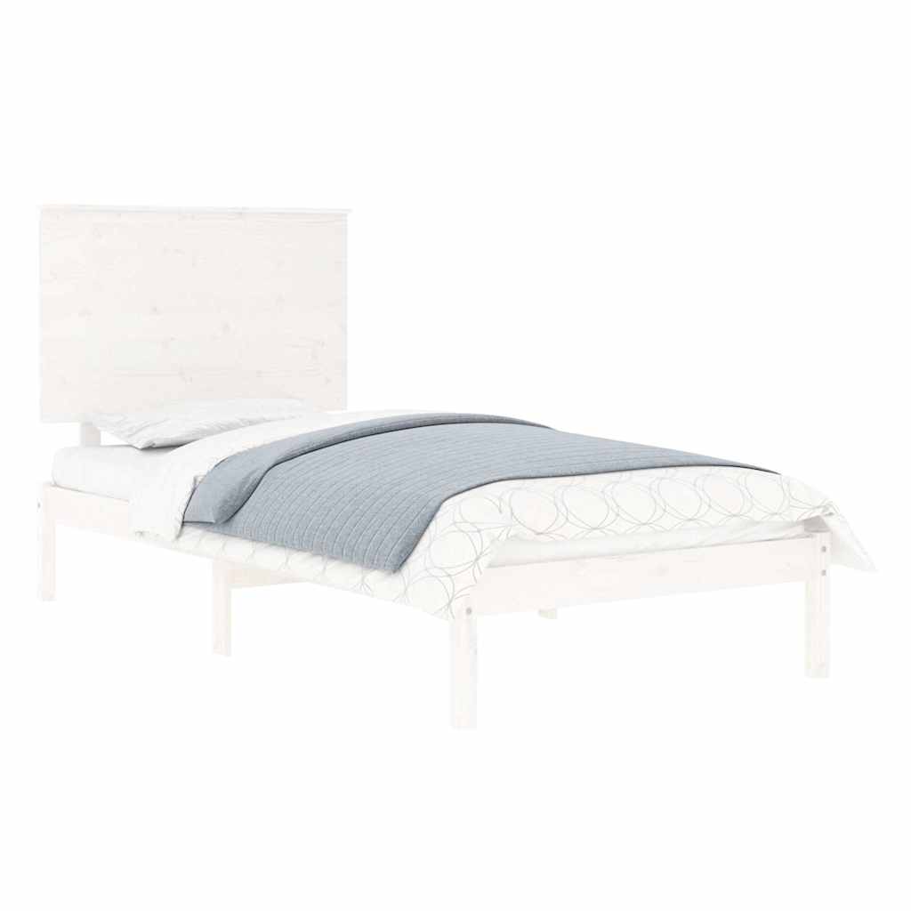 vidaXL Bed Frame | White | Solid Pine Wood | Single | Classic/Traditional