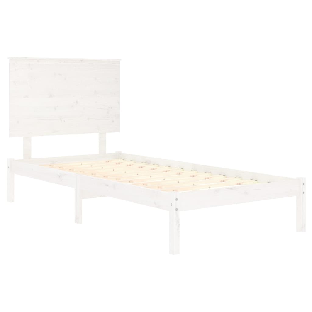 vidaXL Bed Frame | White | Solid Pine Wood | Single | Classic/Traditional