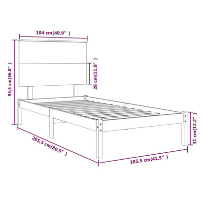 vidaXL Bed Frame | White | Solid Pine Wood | Single | Classic/Traditional