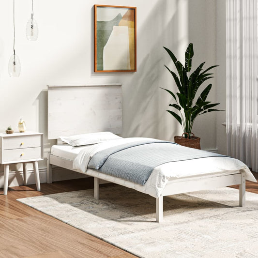 vidaXL Bed Frame | White | Solid Pine Wood | Single | Classic/Traditional