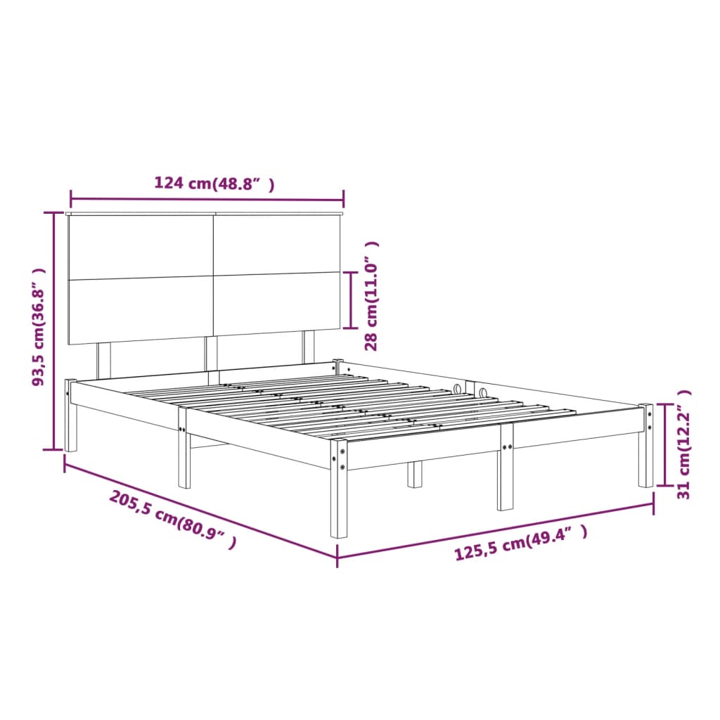 vidaXL Bed Frame without Mattress White 120x200 cm Solid Wood Pine
