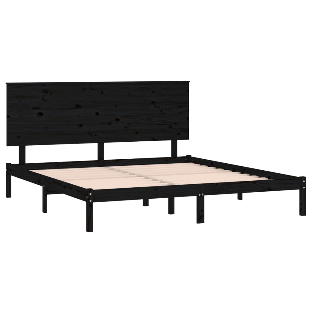 vidaXL Bed Frame without Mattress Black 200x200 cm Solid Wood Pine
