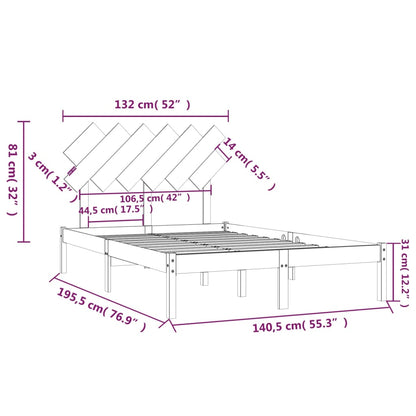 vidaXL Bed Frame without Mattress 135x190 cm Double Solid Wood
