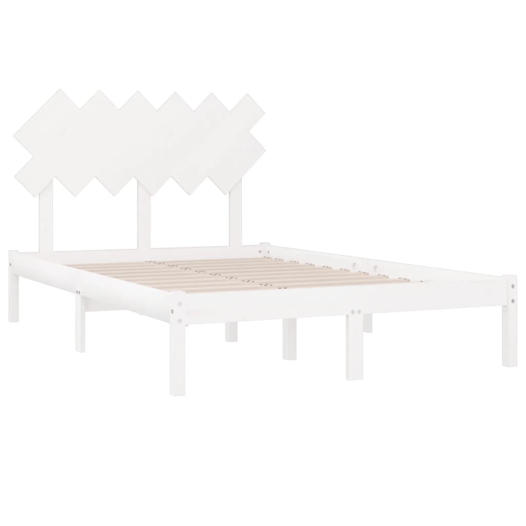 vidaXL Bed Frame without Mattress White 135x190 cm Double Solid Wood