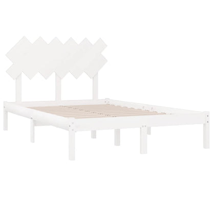 vidaXL Bed Frame without Mattress White 135x190 cm Double Solid Wood
