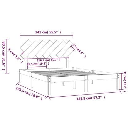 vidaXL Bed Frame without Mattress Black 140x190 cm Solid Wood