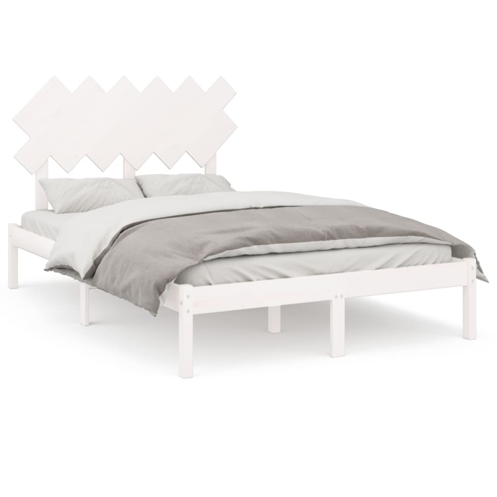 vidaXL Bed Frame | White | Solid pine wood, Plywood | Single | Durable