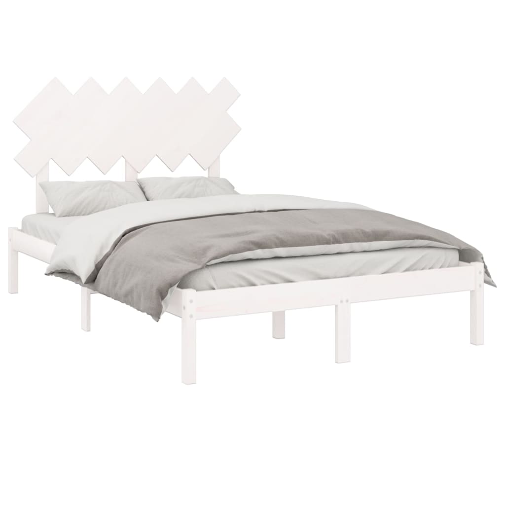 vidaXL Bed Frame | White | Solid pine wood, Plywood | Single | Durable