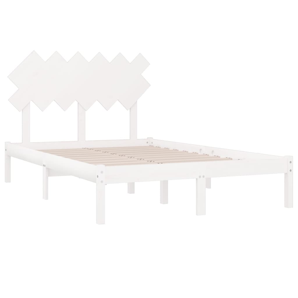 vidaXL Bed Frame | White | Solid pine wood, Plywood | Single | Durable