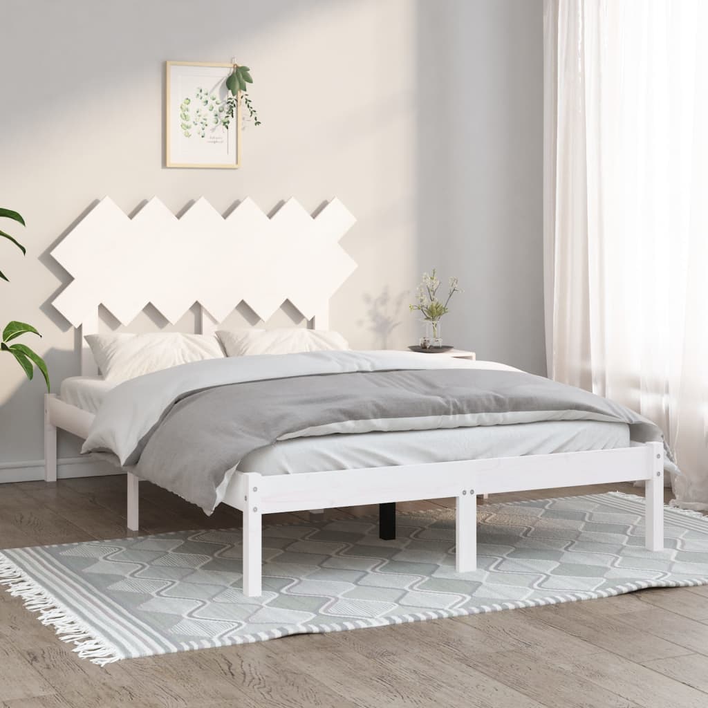 vidaXL Bed Frame | White | Solid pine wood, Plywood | Single | Durable