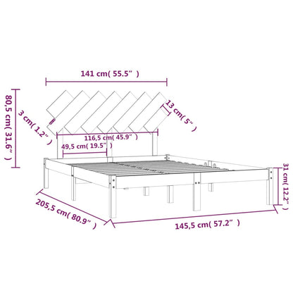 vidaXL Bed Frame without Mattress White 140x200 cm Solid Wood