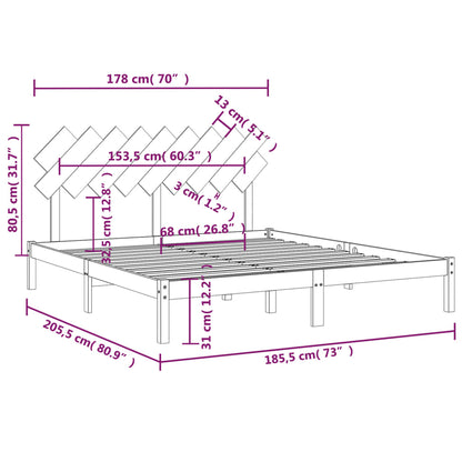 vidaXL Bed Frame without Mattress White 180x200 cm Super King Solid Wood