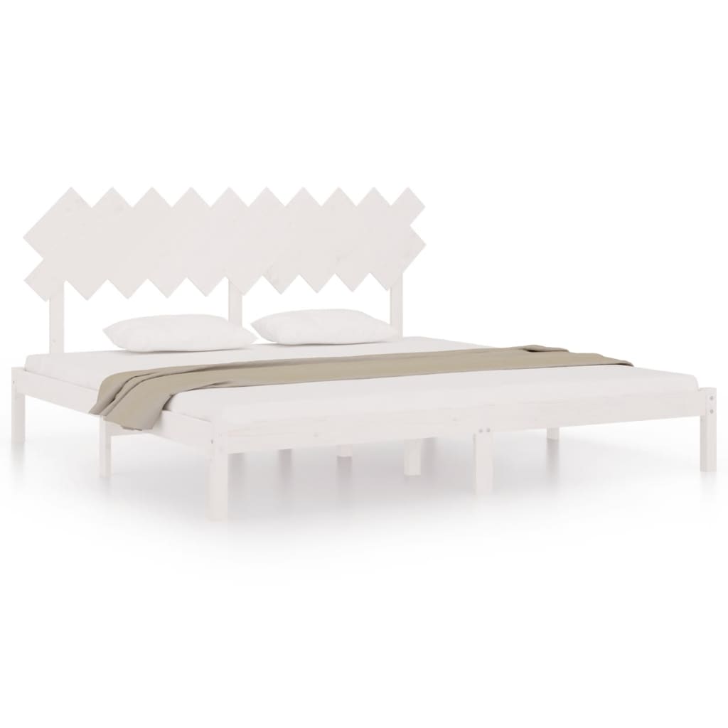 vidaXL Bed Frame | White | Solid Pine Wood | Double | Durable | Bed Frame