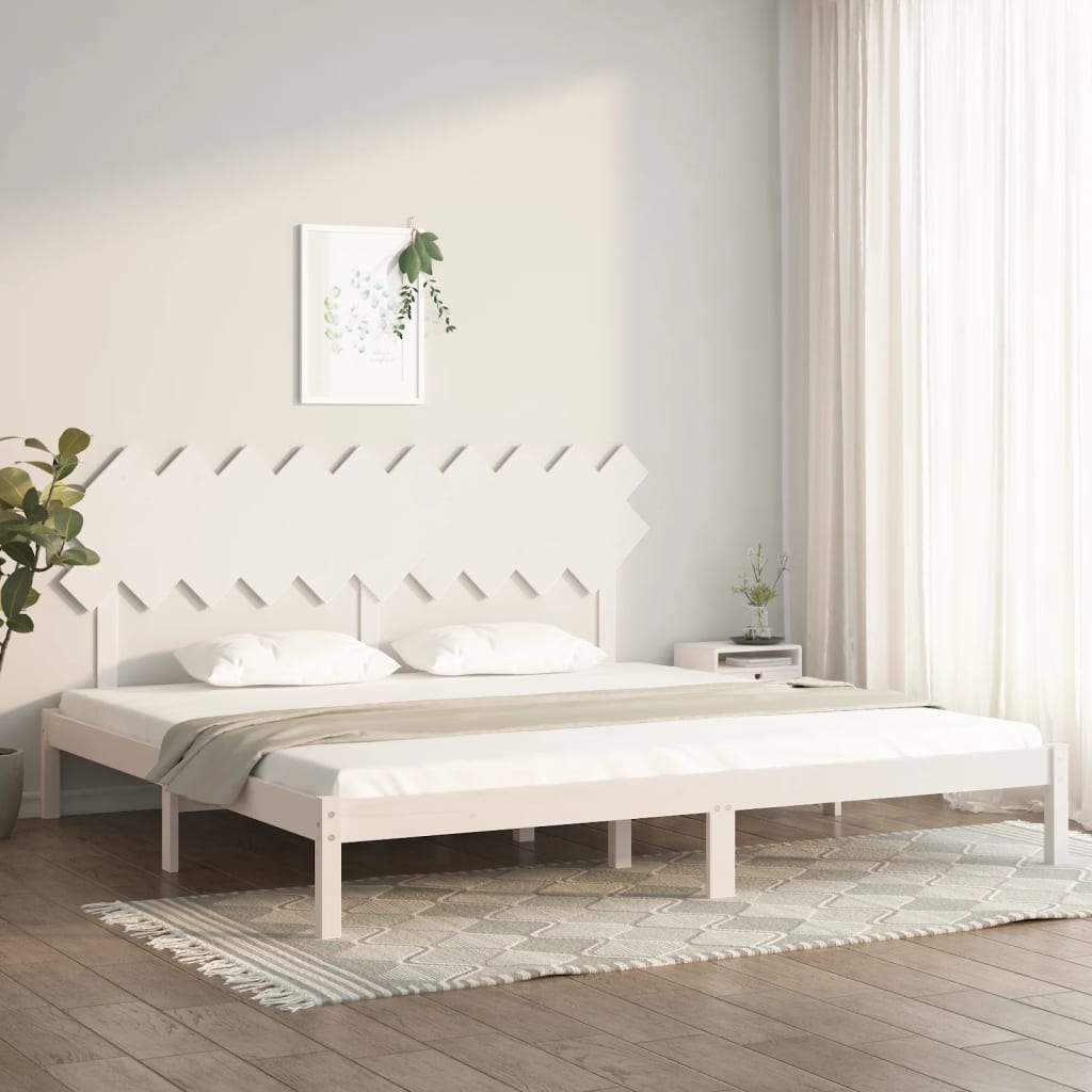 vidaXL Bed Frame | White | Solid Pine Wood | Double | Durable | Bed Frame