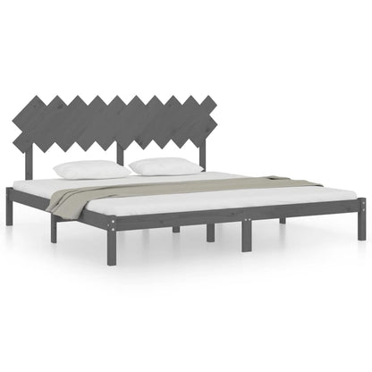 vidaXL Bed Frame | Grey | Solid Pinewood | 200 x 200 cm | Durable | Bed Frame