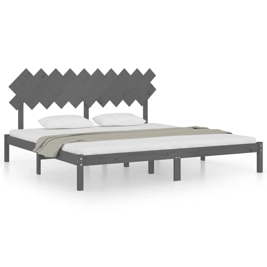 vidaXL Bed Frame | Grey | Solid Pinewood | 200 x 200 cm | Durable | Bed Frame
