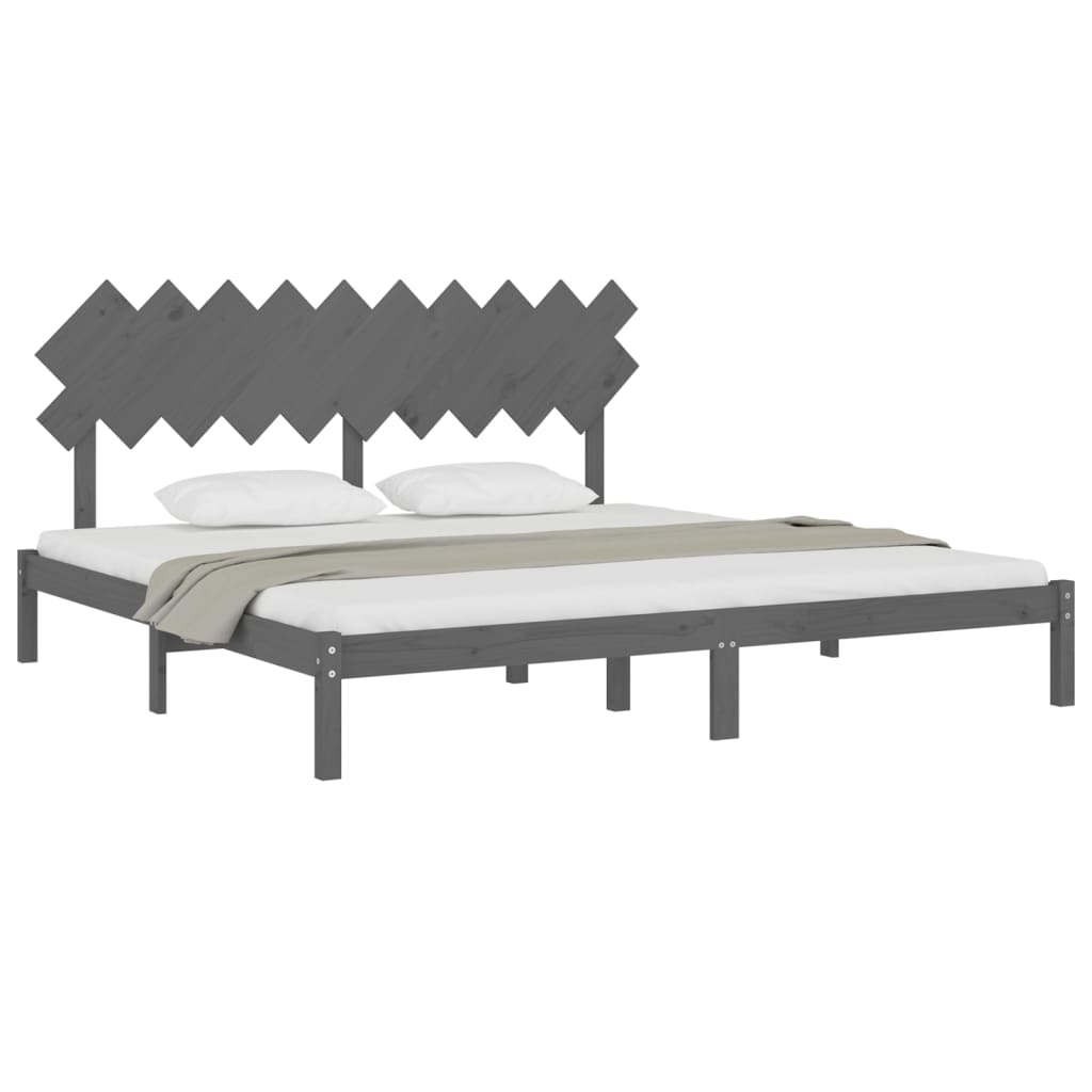 vidaXL Bed Frame | Grey | Solid Pinewood | 200 x 200 cm | Durable | Bed Frame
