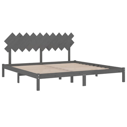 vidaXL Bed Frame | Grey | Solid Pinewood | 200 x 200 cm | Durable | Bed Frame
