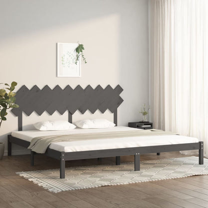 vidaXL Bed Frame | Grey | Solid Pinewood | 200 x 200 cm | Durable | Bed Frame