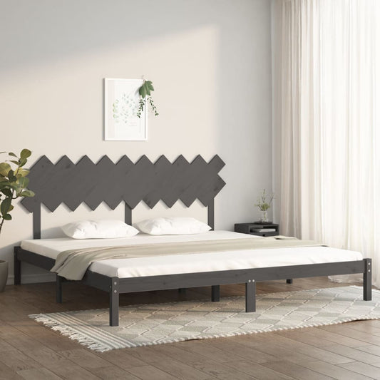 vidaXL Bed Frame | Grey | Solid Pinewood | 200 x 200 cm | Durable | Bed Frame