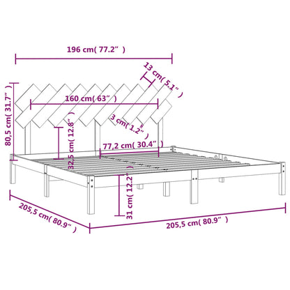 vidaXL Bed Frame without Mattress Honey Brown 200x200 cm Solid Wood
