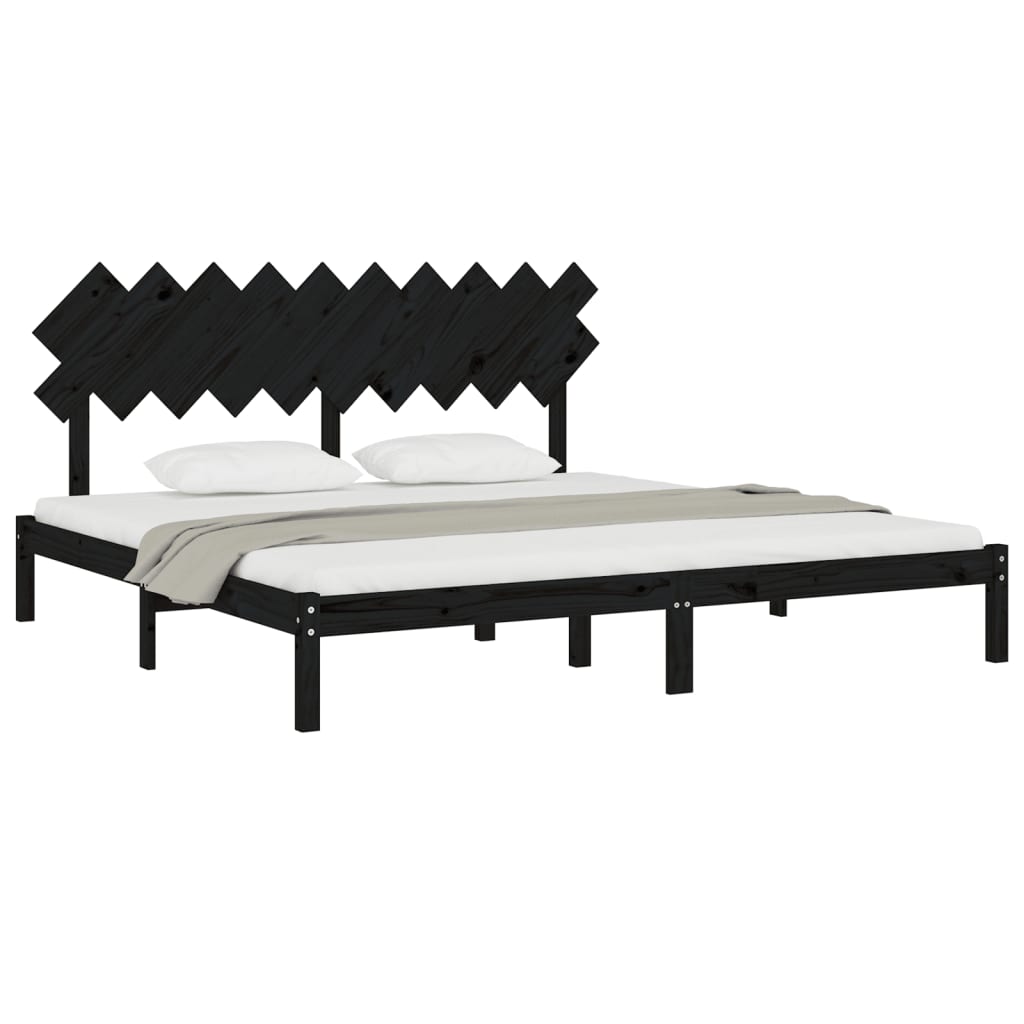 vidaXL Bed Frame | Black | Solid Pine Wood, Plywood | Double Bed | Durable