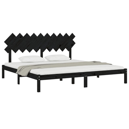 vidaXL Bed Frame | Black | Solid Pine Wood, Plywood | Double Bed | Durable