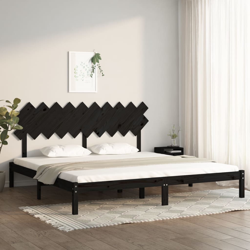 vidaXL Bed Frame | Black | Solid Pine Wood, Plywood | Double Bed | Durable
