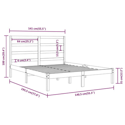 vidaXL Bed Frame without Mattress 135x190 cm Double Solid Wood