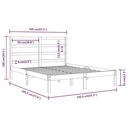 vidaXL Bed Frame without Mattress Black 140x190 cm Solid Wood Pine
