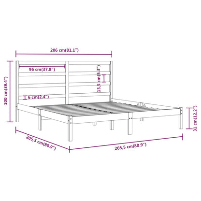 vidaXL Bed Frame without Mattress Black 200x200 cm Solid Wood Pine