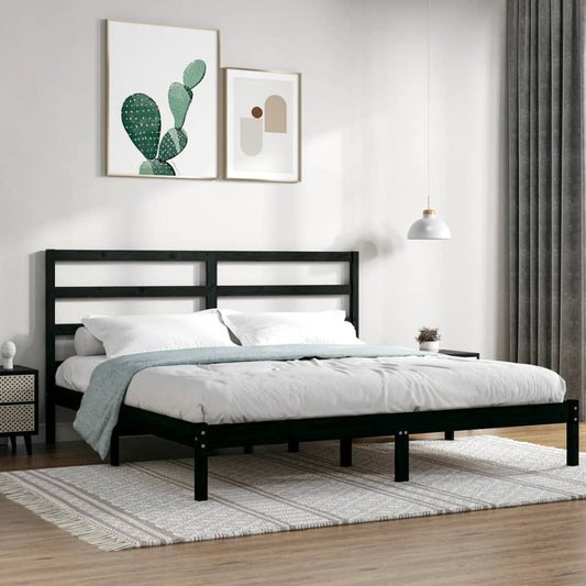 vidaXL Bed Frame without Mattress Black 200x200 cm Solid Wood Pine