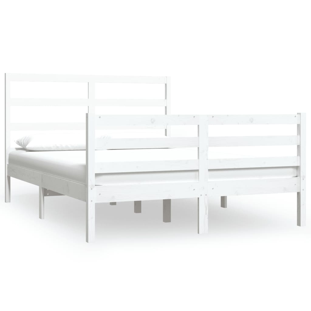 vidaXL Bed Frame without Mattress White Solid Wood Pine 120x190 cm Small Double