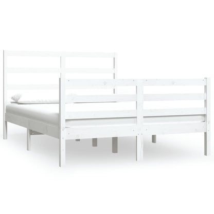 vidaXL Bed Frame without Mattress White Solid Wood Pine 120x190 cm Small Double