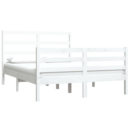 vidaXL Bed Frame without Mattress White Solid Wood Pine 120x190 cm Small Double