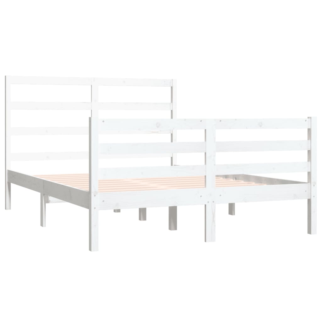vidaXL Bed Frame without Mattress White Solid Wood Pine 120x190 cm Small Double